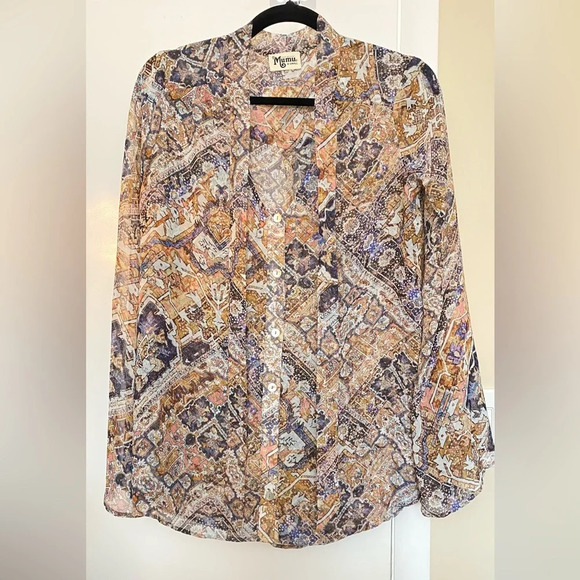 Show Me Your Mumu Button Down Tie Neck Size XS - Picture 4 of 6